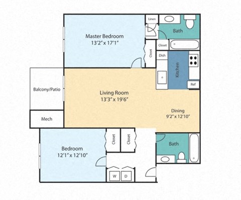 a floor plan of a two bedroom apartment